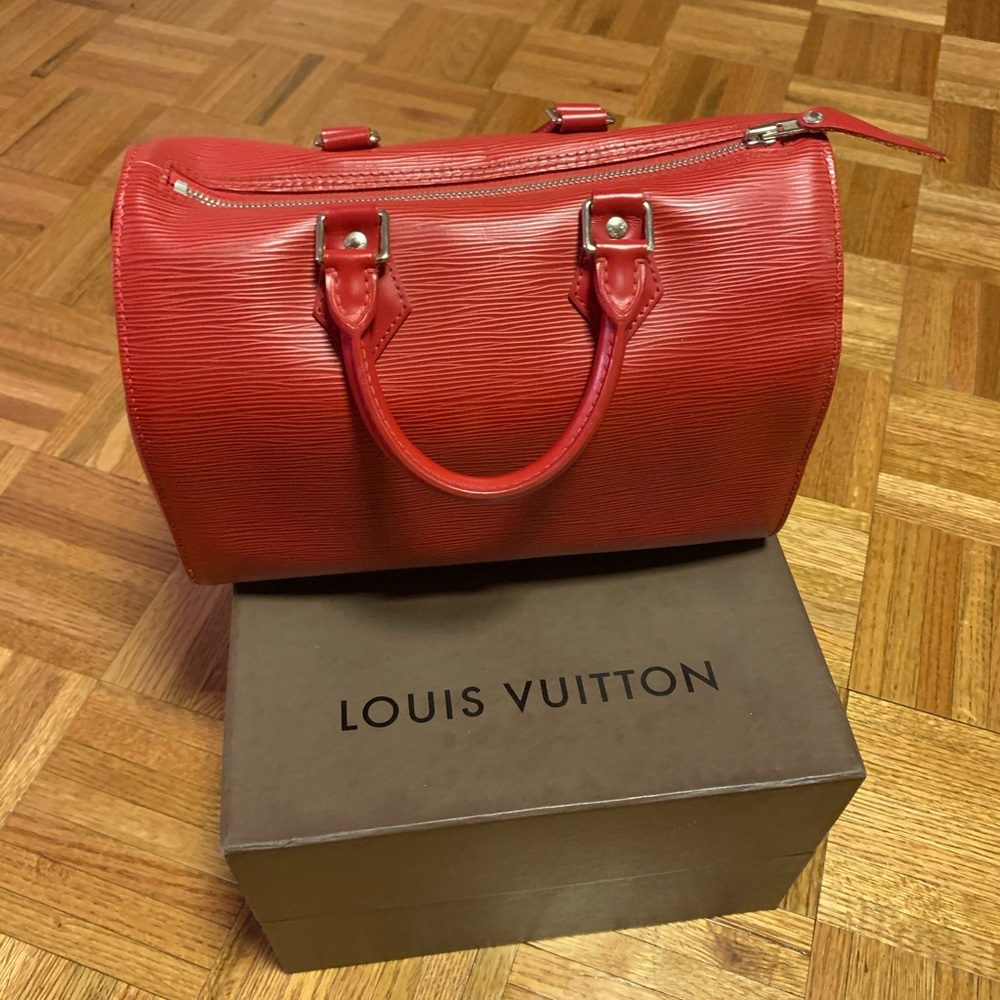 LOUIS VUITTON Red Epi Leather Speedy 30 Bag